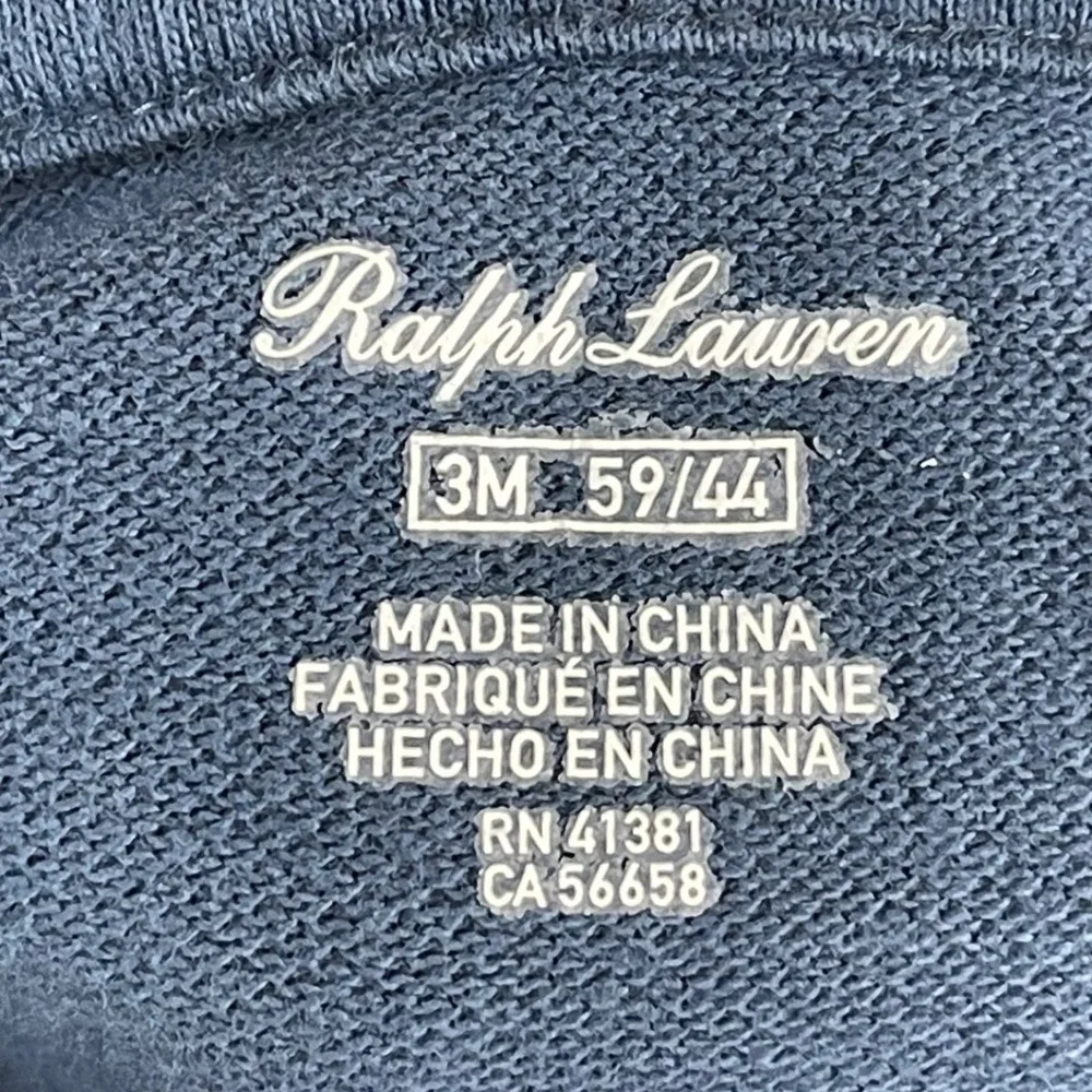 Ralph Lauren Polo Bodysuit Baby 3M Blue Short Sleeve Pique Pony